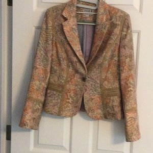 Paisley jacket with tan suede trim